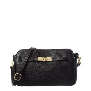 Italian Leather Crossbody, Black
